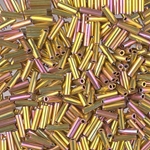 BGL2-1985:  6mm Miyuki Bugle Bead 24kt Pink Gold Iris 