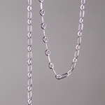 CH0012-S: 6.4 x 3mm Textured Chain - Silver Plated (5 ft) 