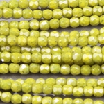 CZF-0060: 3mm Czech Fire Polished - Op Picasso Chartreuse Luster (50 pcs) 