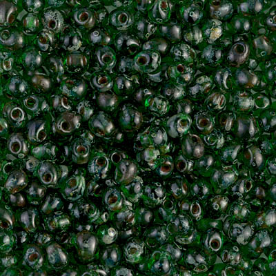 DP-4507:  Miyuki 3.4mm Drop Bead Transparent Green Picasso 