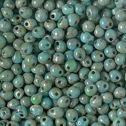 DP-4514:  Miyuki 3.4mm Drop Bead Opaque Turquoise Blue Picasso Miyuki Seed Bead 