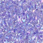 LMA-2145:  Miyuki 4x7mm Long Magatama Lilac Lined Crystal AB 