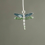 MET-00193: 23mm Enameled Blue and Green Dragonfly Charm 