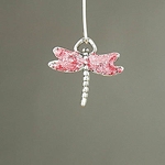 MET-00195: 23mm Enameled Glitter Dragonfly Charm- Pink 