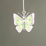 MET-00202: 26mm Enameled Butterfly Charm - Pink and Green 