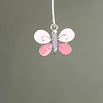 MET-00204: 21mm Enameled Small Butterfly Charm - Pink and Fuchsia 
