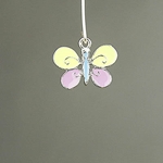 MET-00205: 21mm Enameled Small Butterfly Charm - Purple and Yellow 