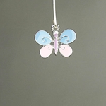 MET-00207: 21mm Enameled Small Butterfly Charm- Pink and Blue 