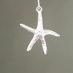 MET-00333: 32mm Bright Silver Starfish Charm 