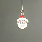 MET-00399:  25 x 15mm Gold Plated Enameled Santa Claus with Rhinestone Charm 