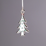 MET-00474: 26 x 14mm Silver Plated Holiday Tree with Rhinestone Charm 