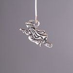 MET-00484: 23 x 13mm Antique Silver Witch on Broomstick Charm 
