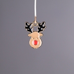 MET-00585: 17 x 14mm Enameled Multicolor Rudolph the Reindeer Charm 