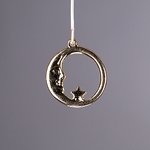 MET-00590: 21 x 19mm Gold Plated Moon and Star Circle Charm 