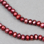 RFP-0017:  Button Faceted Pearl Cranberry 6-6.5mm 16 inch 