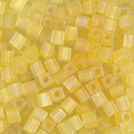 SB-136FR:  Miyuki 4mm Square Bead Matte Transparent Yellow AB 