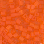 SB-138F:  Miyuki 4mm Square Bead Matte Transparent Orange 