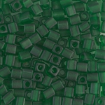 SB-146F:  Miyuki 4mm Square Bead Matte Transparent Green 