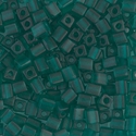 SB-147F:  Miyuki 4mm Square Bead Matte Transparent Emerald 