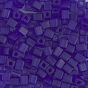 SB-151F:  Miyuki 4mm Square Bead Matte Transparent Cobalt 