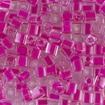 SB-209:  Miyuki 4mm Square Bead Fuchsia Lined Crystal 