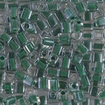 SB-217:  Miyuki 4mm Square Bead Forest Green Lined Crystal 