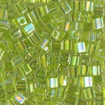 SB-258:  Miyuki 4mm Square Bead Transparent Chartreuse AB 