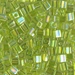SB-258:  Miyuki 4mm Square Bead Transparent Chartreuse AB approx 250 grams - SB-258