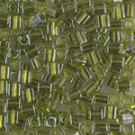 SB-2635:  Miyuki 4mm Square Bead Sparkling Olive Lined Chartreuse 