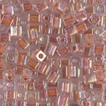 SB-275:  Miyuki 4mm Square Bead Dark Peach Lined Crystal AB 