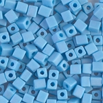 SB-413FR:  Miyuki 4mm Square Bead Matte Opaque Turquoise Blue AB 