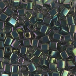 SB-465:  Miyuki 4mm Square Bead Metallic Dark Green Iris 