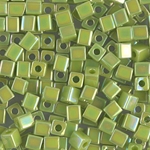 SB-479:  Miyuki 4mm Square Beads Op Chartreuse AB (was SB-416R) 