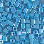SB-482:  Miyuki 4mm Square Beads Op Turquoise Blue AB (was SB-413R) 