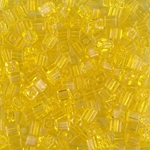 SB3-136:  Miyuki 3mm Square Bead Transparent Yellow 