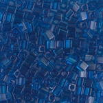 SB3-149:  Miyuki 3mm Square Bead Transparent Capri Blue 