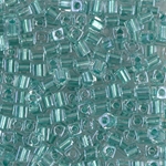 SB3-2605:  Miyuki 3mm Square Bead Sparkling Aqua Green Lined Crystal 