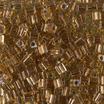 SB3-971:  Miyuki 3mm Square Bead Copper Lined Pale Amber 