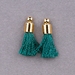 TSS-EM-G: Small Tassel - Emerald Thread with Gold Cap - (2pcs) - TSS-EM-G