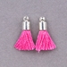 TSS-FLP-S: Small Tassel - Flamingo Pink Thread with Silver Cap - (2pcs) - TSS-FLP-S