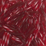 TW2012-1716:  Miyuki 2x12mm Twisted Bugle Bead Dyed Transparent Cranberry 