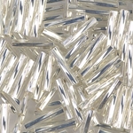 TW2712-1:  Miyuki 2.7x12mm Twisted Bugle Bead Silverlined Crystal 